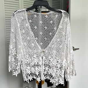 Crotchet sheer cotton sweater